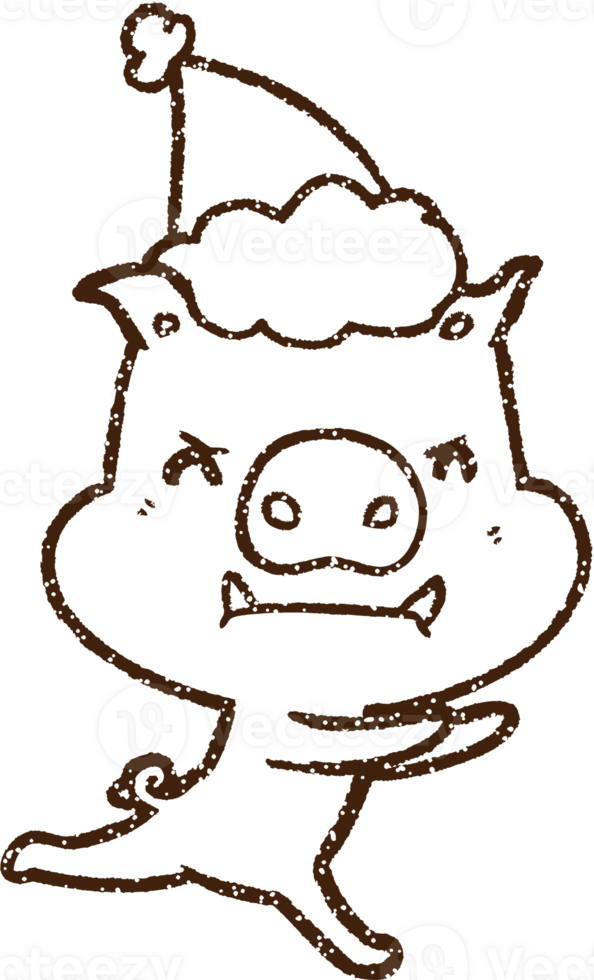 Christmas Pig Charcoal Drawing png