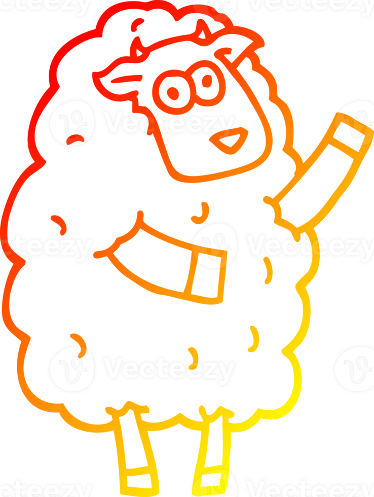 warm gradient line drawing of a cartoon sheep png