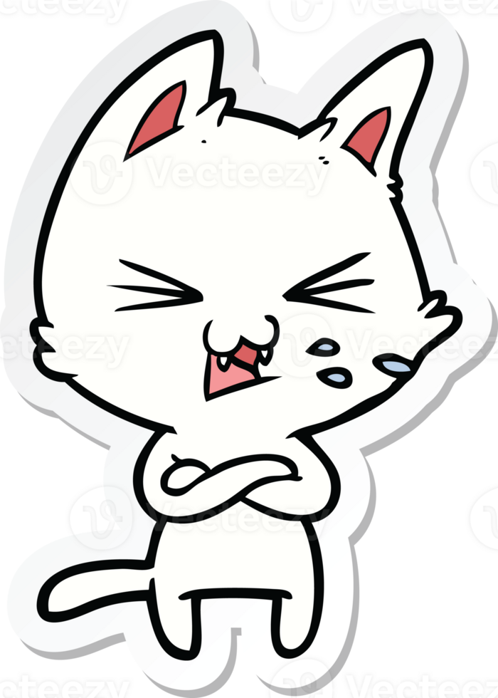 sticker of a cartoon cat with crossed arms png