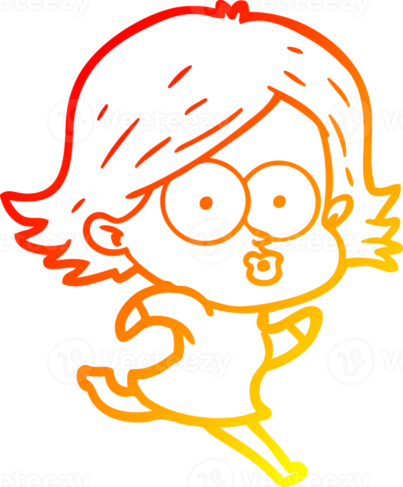 warm gradient line drawing of a cartoon girl pouting png