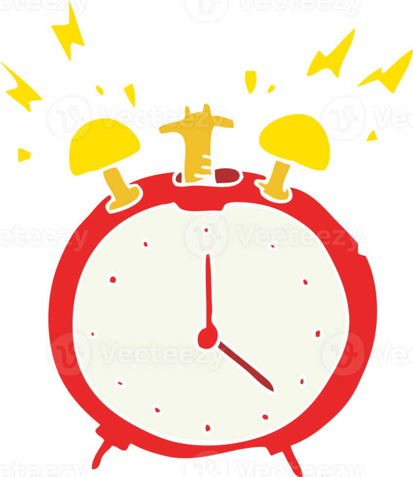flat color illustration of ringing alarm clock png
