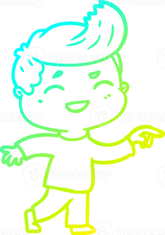 cold gradient line drawing of a cartoon man laughing png