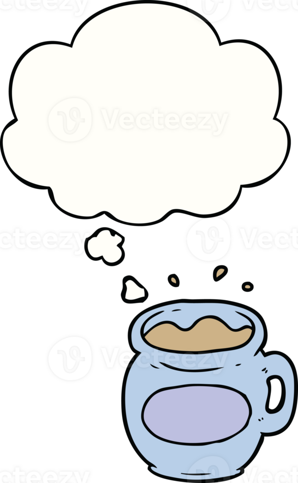 cartoon coffee cup with thought bubble png