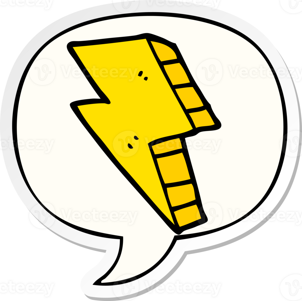 cartoon lightning bolt with speech bubble sticker png