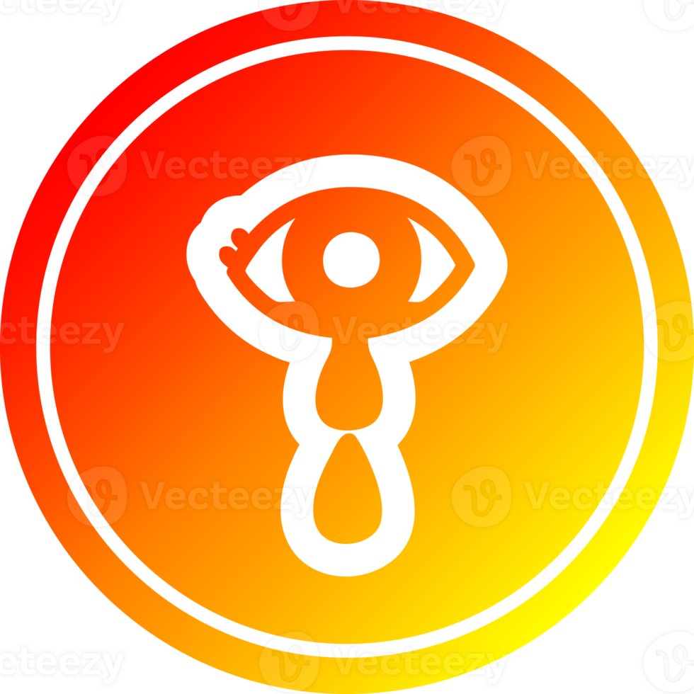 crying eye circular icon with warm gradient finish png