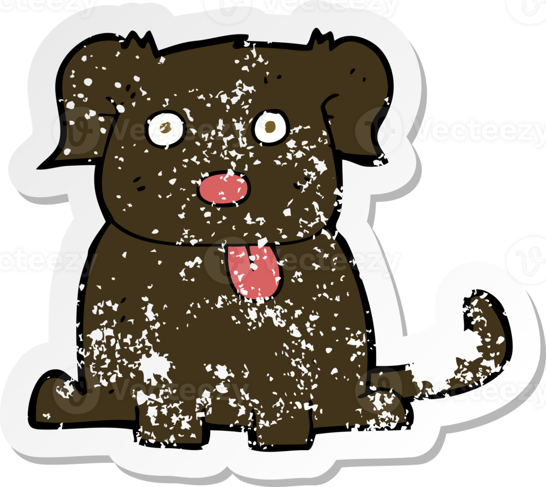 retro distressed sticker of a cartoon dog png