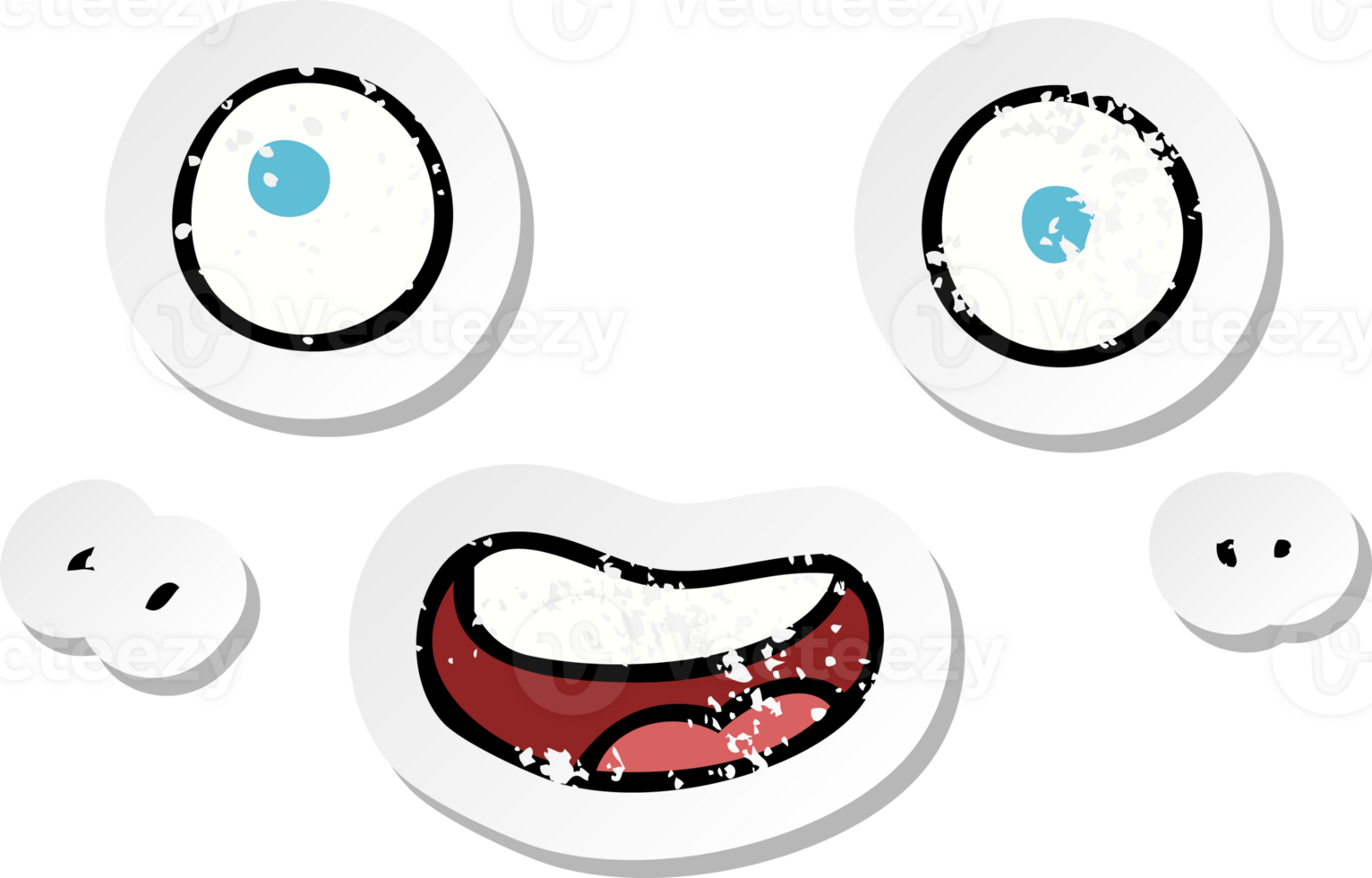retro distressed sticker of a cartoon face png