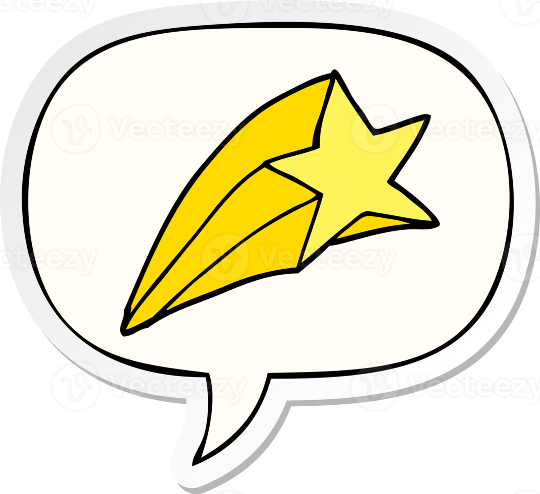 cartoon shooting star with speech bubble sticker png