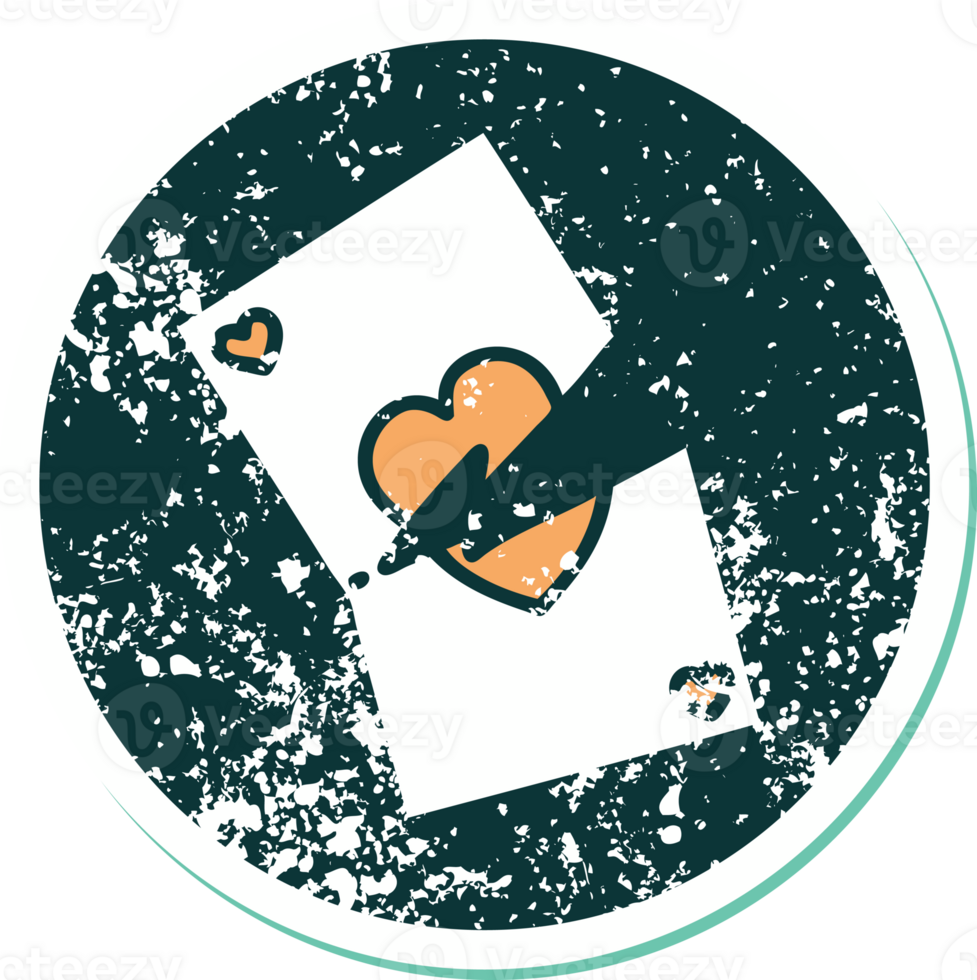 iconic distressed sticker tattoo style image of a torn card png