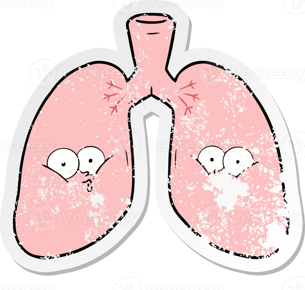 distressed sticker of a cartoon lungs png