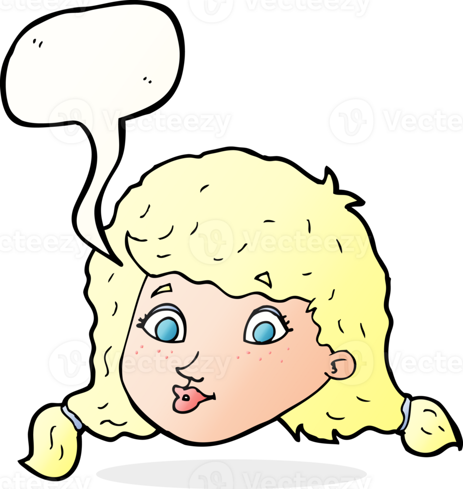 cartoon pretty female face with speech bubble png