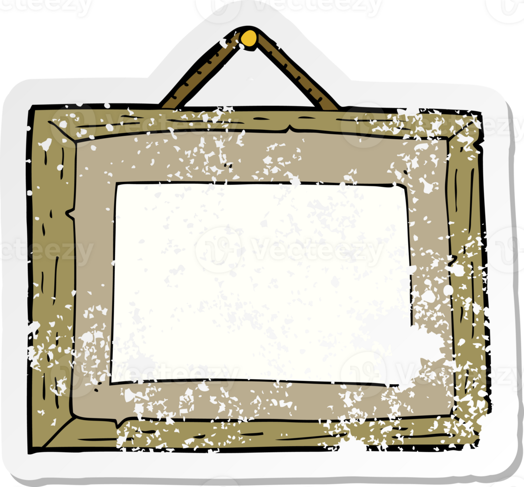 retro distressed sticker of a cartoon picture frame png