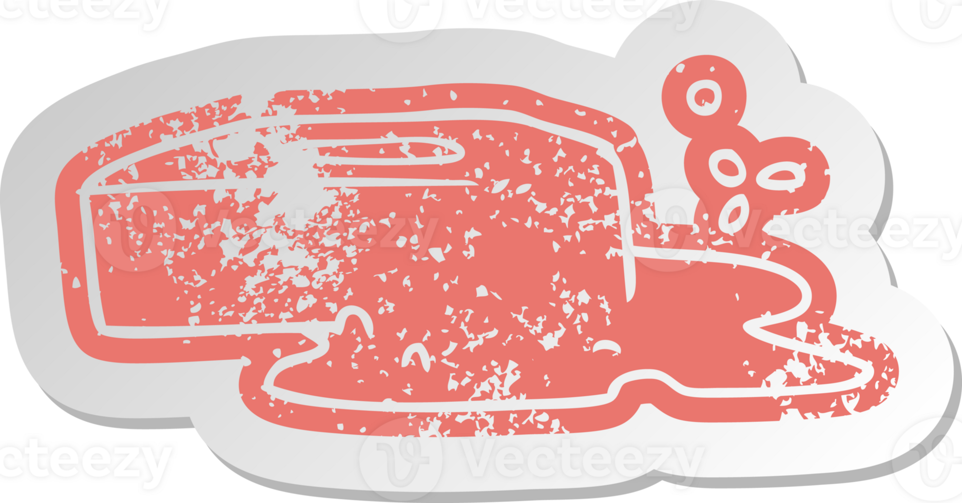 distressed old cartoon sticker of a bubbled soap png