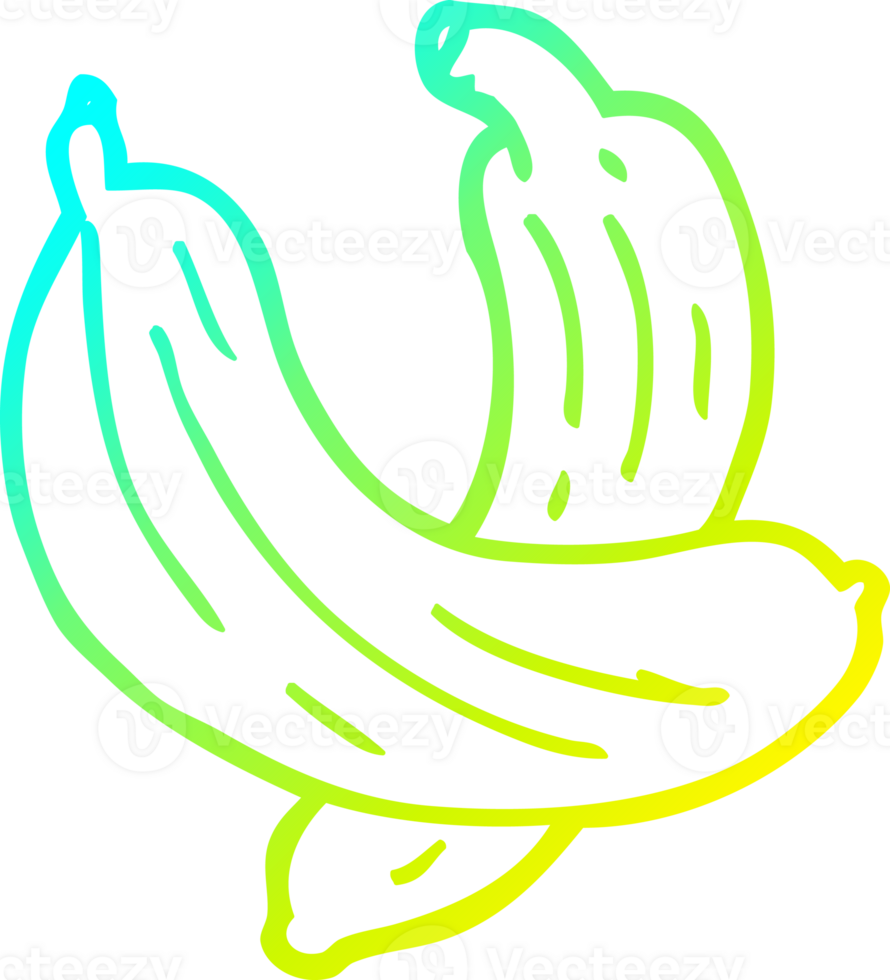 cold gradient line drawing of a cartoon pair of  bananas png
