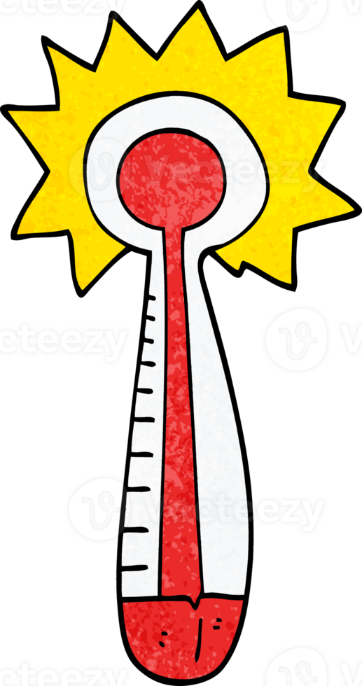 cartoon doodle hot thermometer png