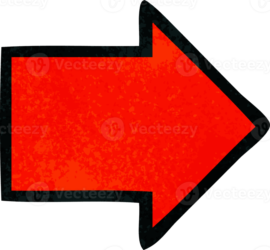 retro grunge texture cartoon of a arrow symbol png