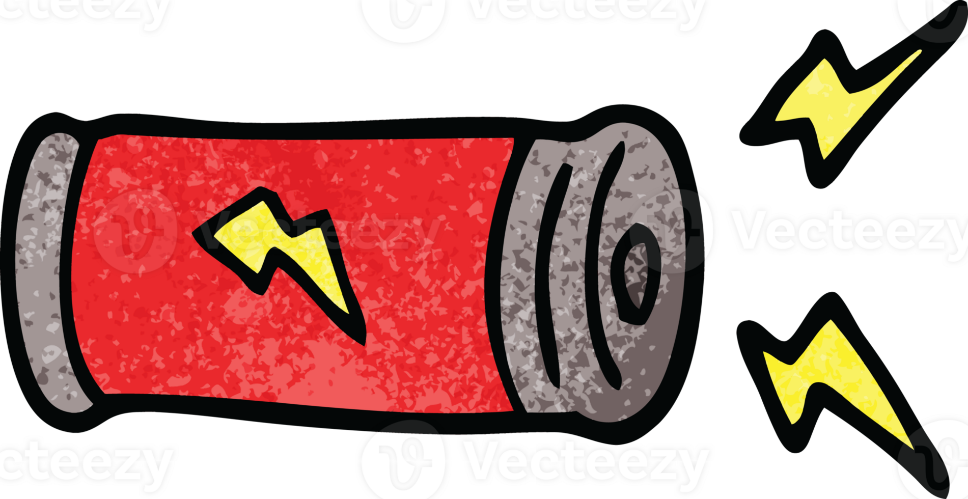 cartoon doodle electric battery png