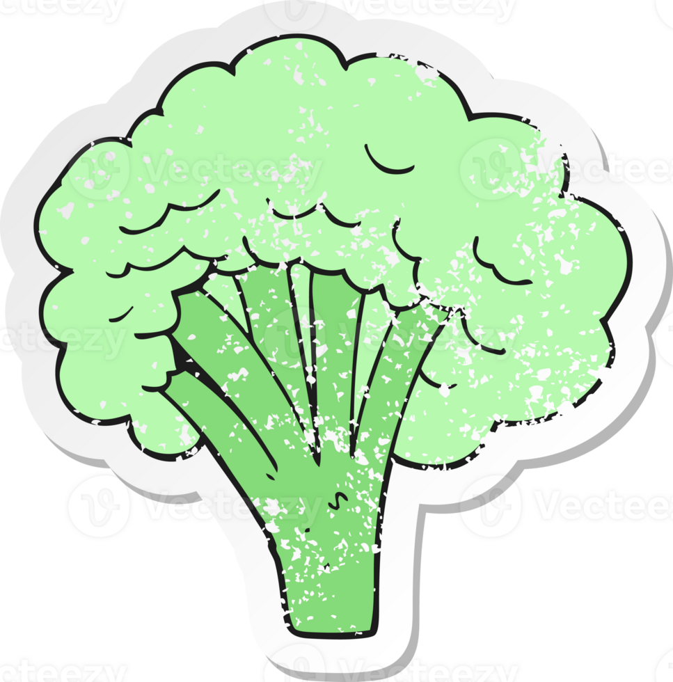 retro distressed sticker of a cartoon broccoli png