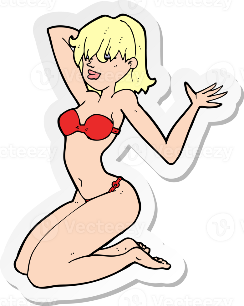 Aufkleber von ein Karikatur sexy Bikini Mädchen png