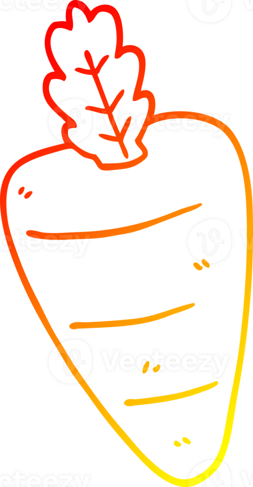 warm gradient line drawing of a cartoon carrot png