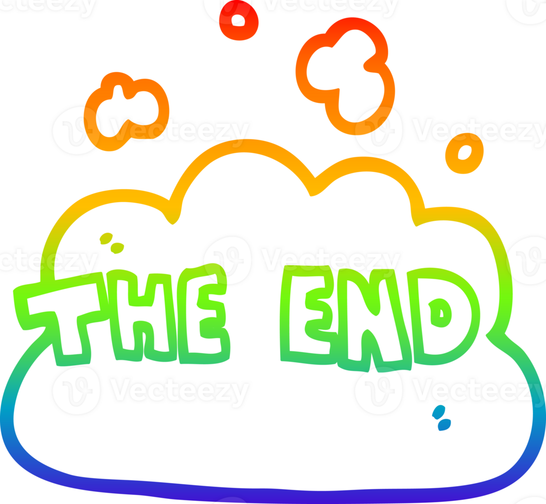 rainbow gradient line drawing of a cartoon the end font png