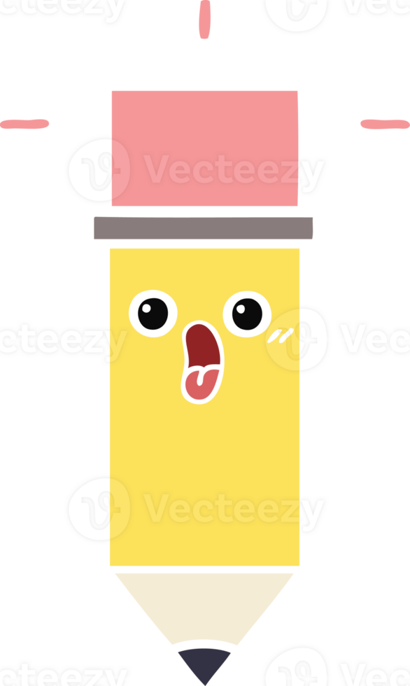 flat color retro cartoon of a pencil png