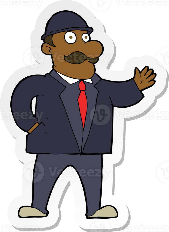 sticker of a cartoon sensible business man in bowler hat png