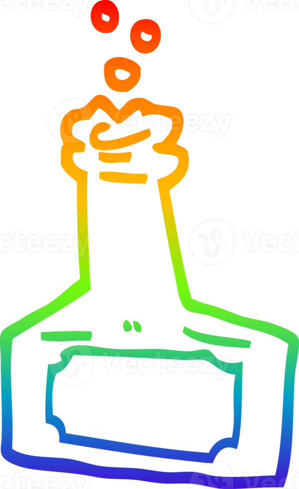 rainbow gradient line drawing of a cartoon bubbling bottle png