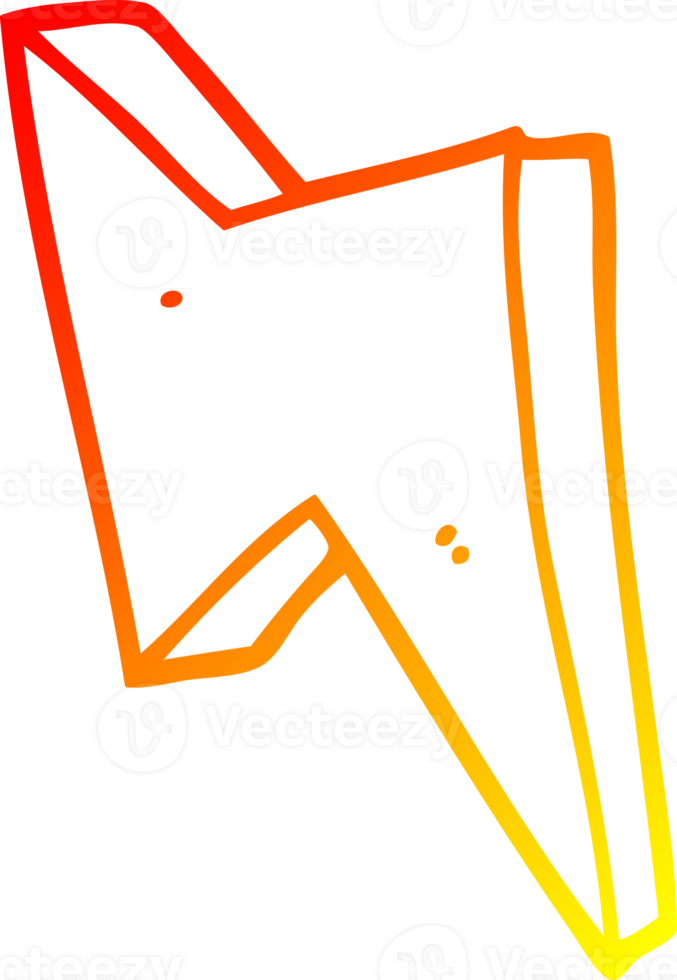 warm gradient line drawing of a cartoon lightning png