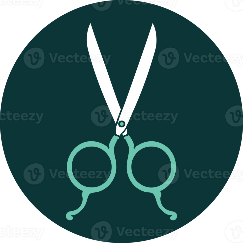 iconic tattoo style image of barber scissors png