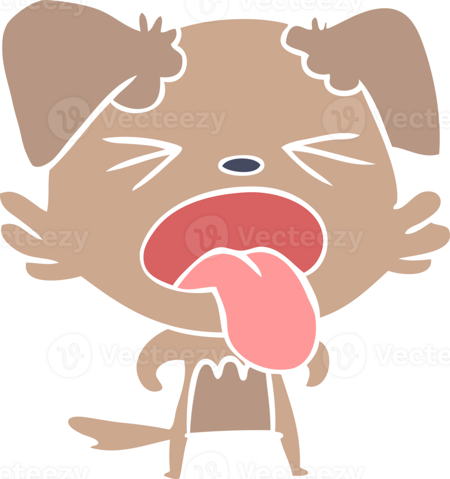flat color style cartoon disgusted dog png