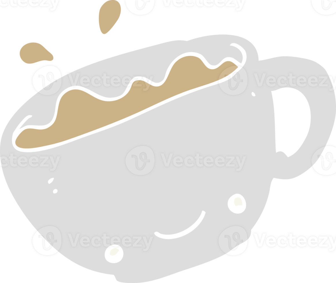 flat color style cartoon cup of coffee png