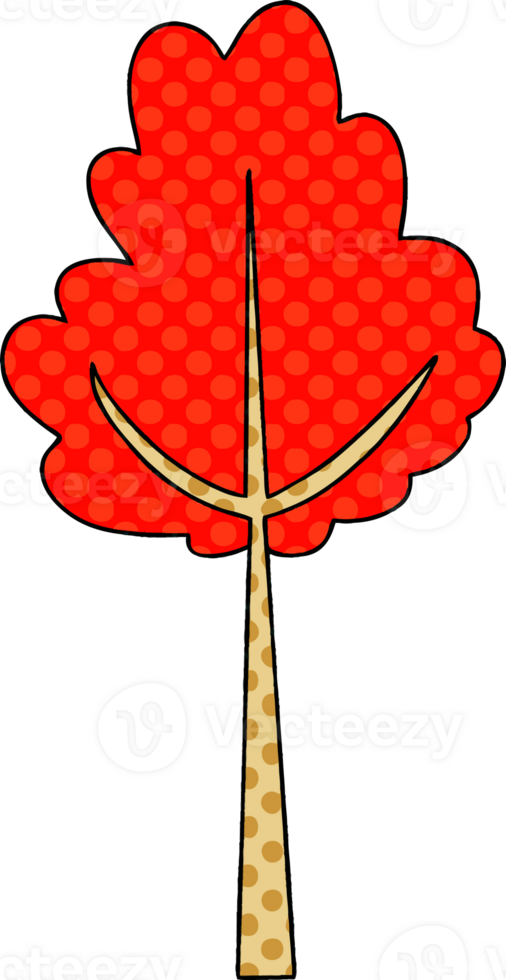 comic book style quirky cartoon tree in fall png