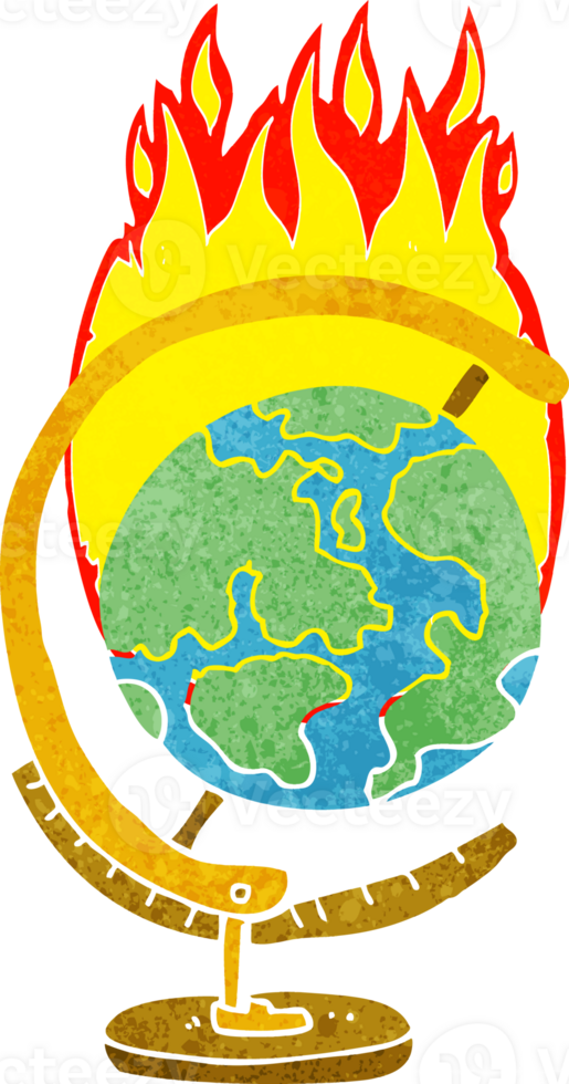 cartoon burning globe png