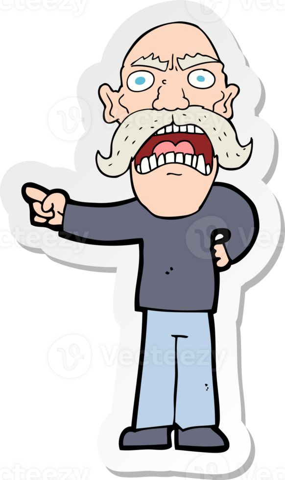 sticker of a cartoon angry old man png