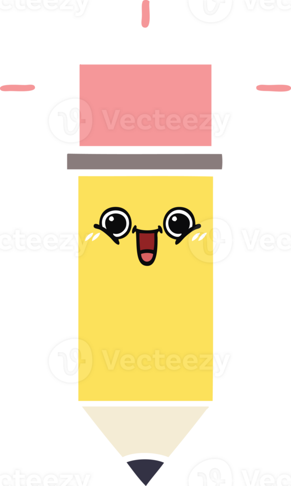 flat color retro cartoon of a pencil png