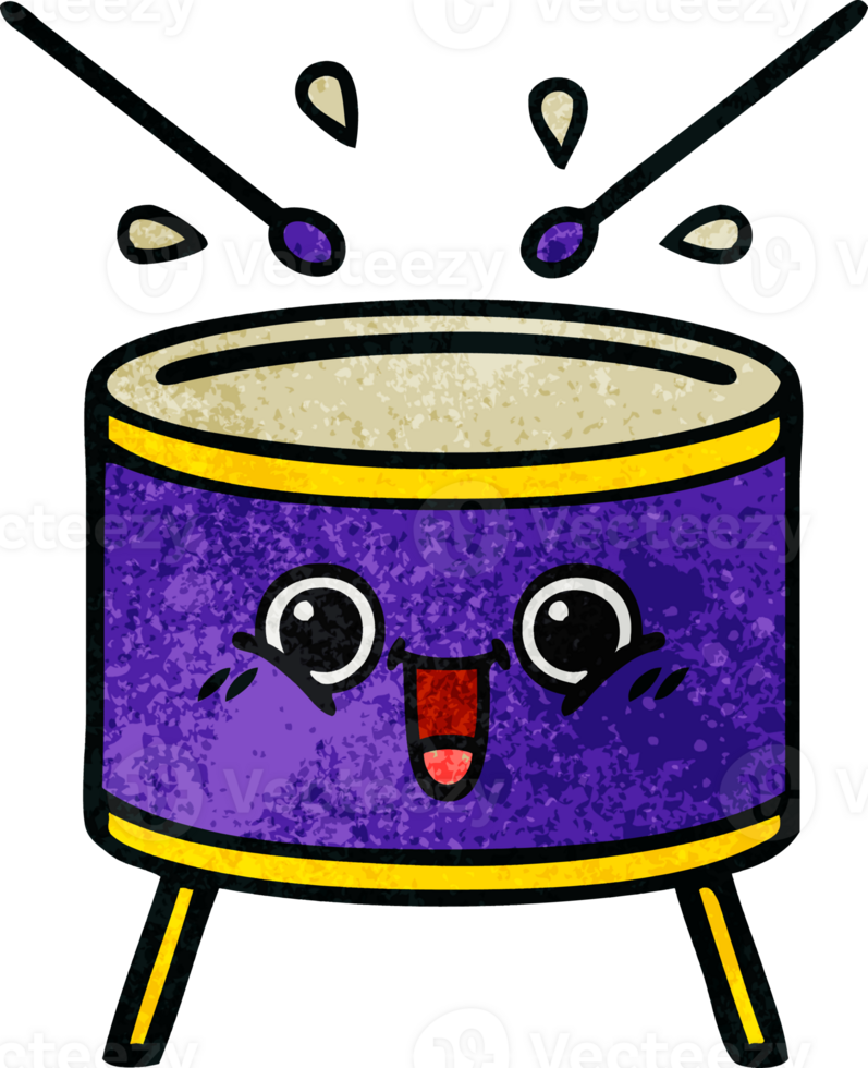 retro grunge texture cartoon of a drum png