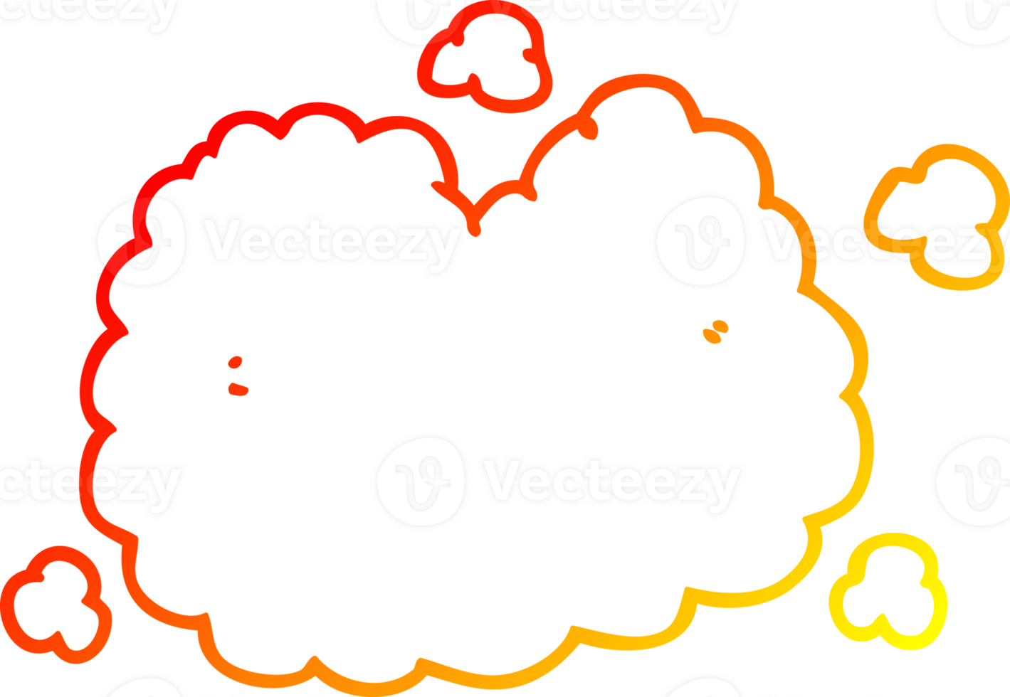 warm gradient line drawing of a cartoon smoke cloud png