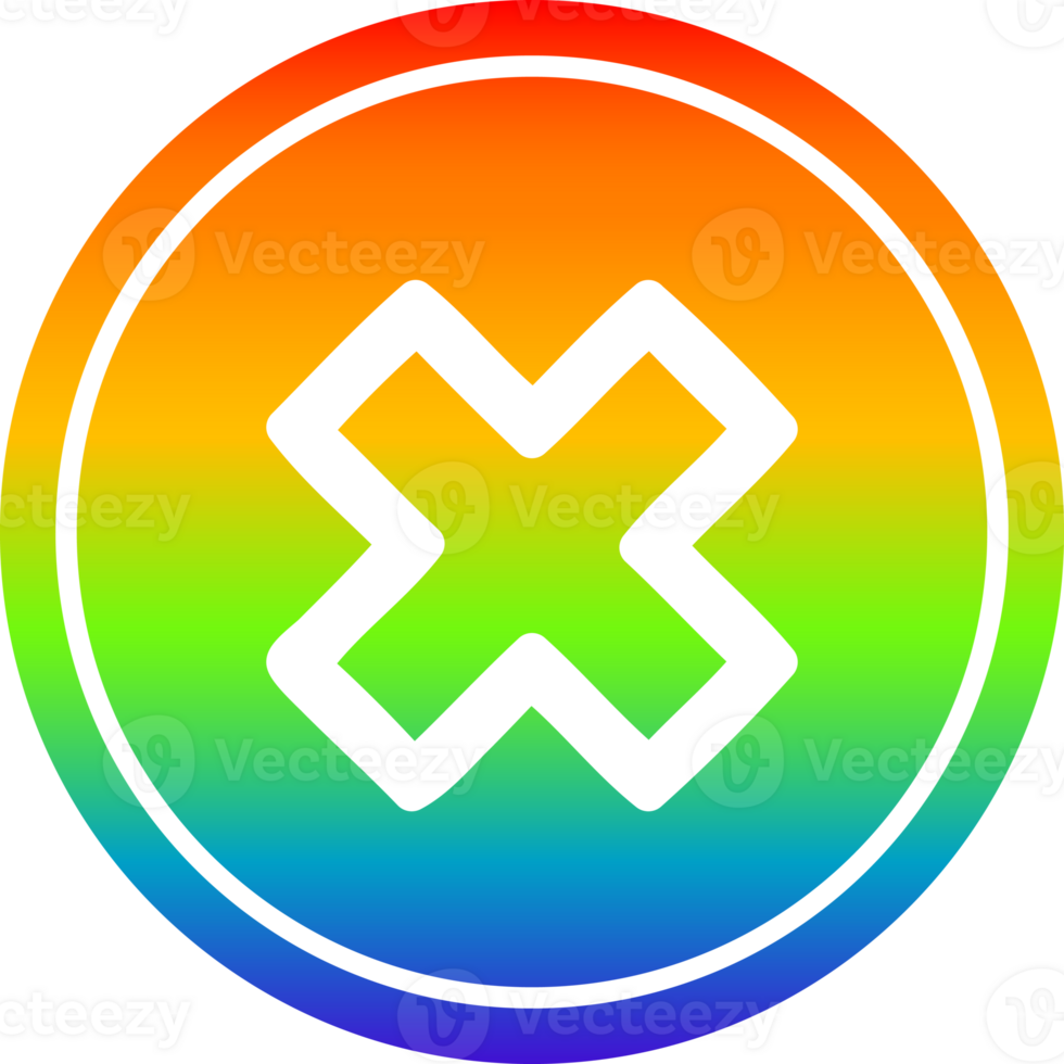 multiplication sign circular icon with rainbow gradient finish png