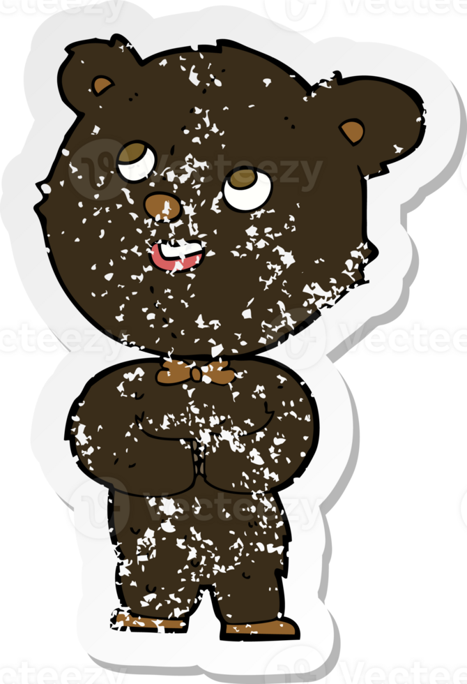 retro distressed sticker of a cartoon cute teddy bear png