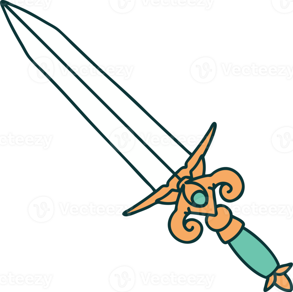 iconic tattoo style image of a dagger png