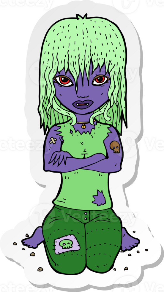 sticker of a cartoon vampire girl png