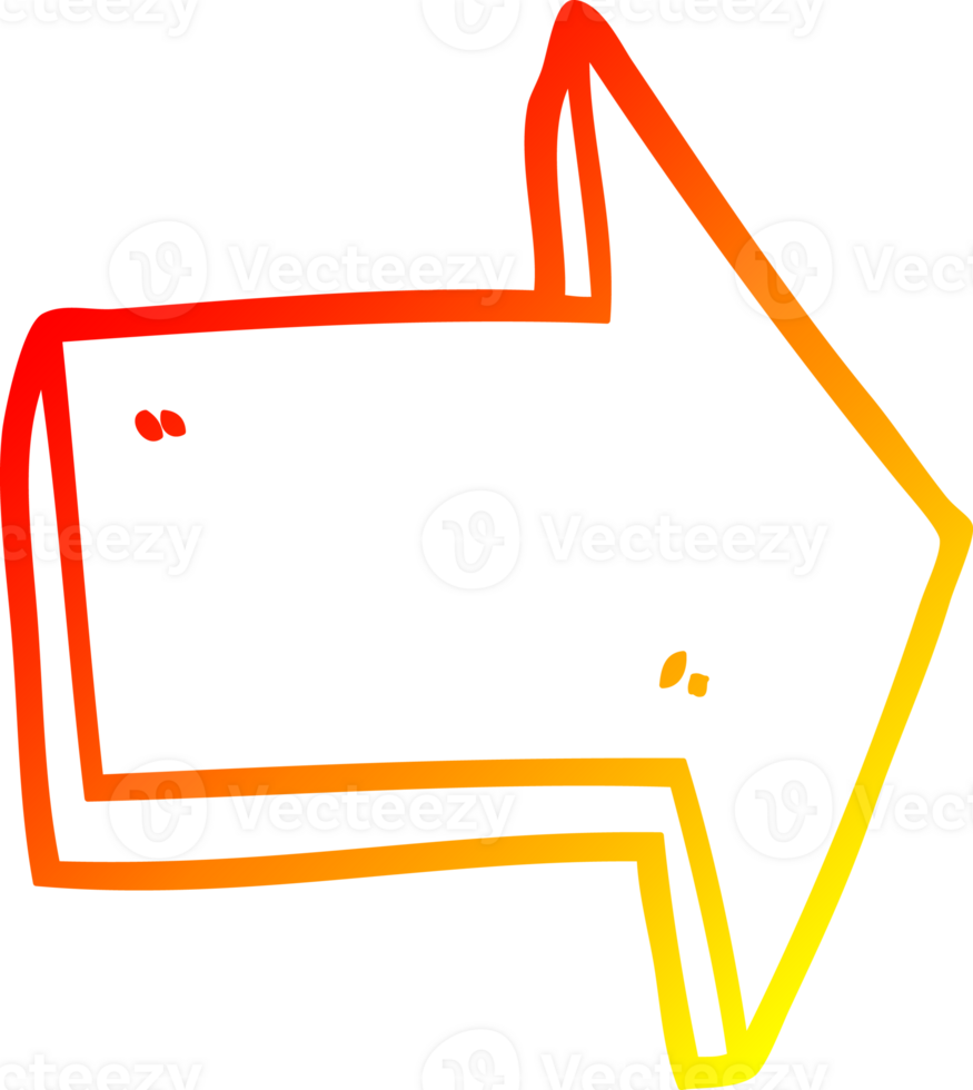 warm gradient line drawing of a cartoon pointing arrow png