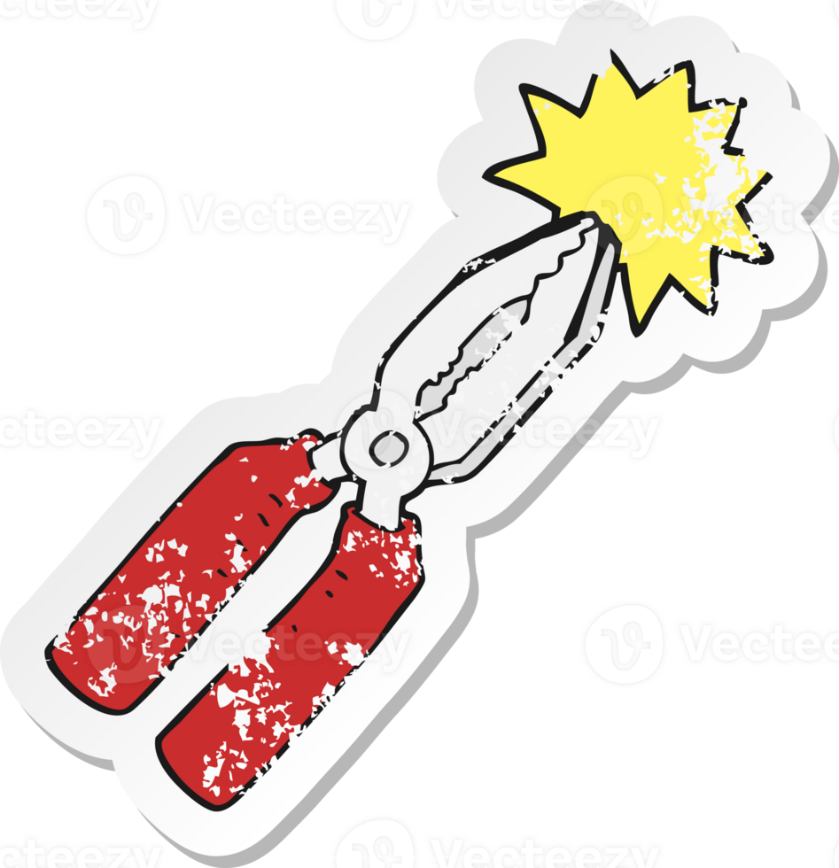 retro distressed sticker of a cartoon pliers png