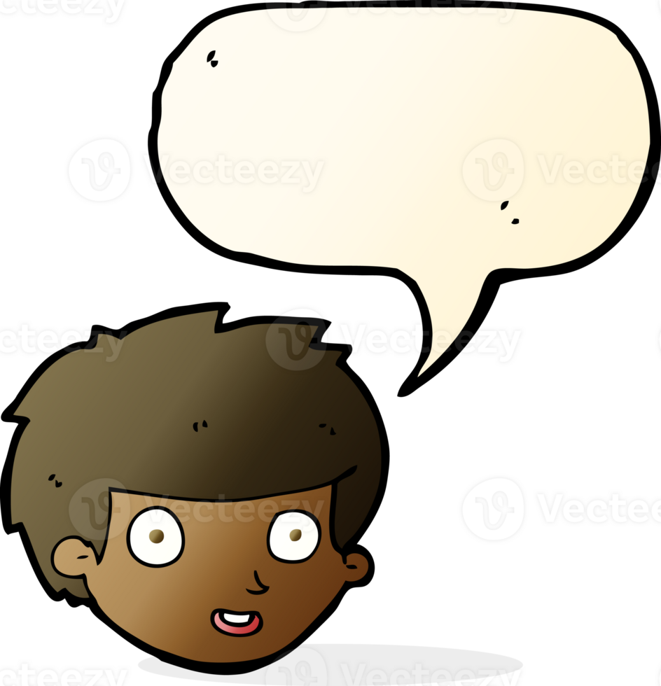 cartoon happy boy's face with speech bubble png
