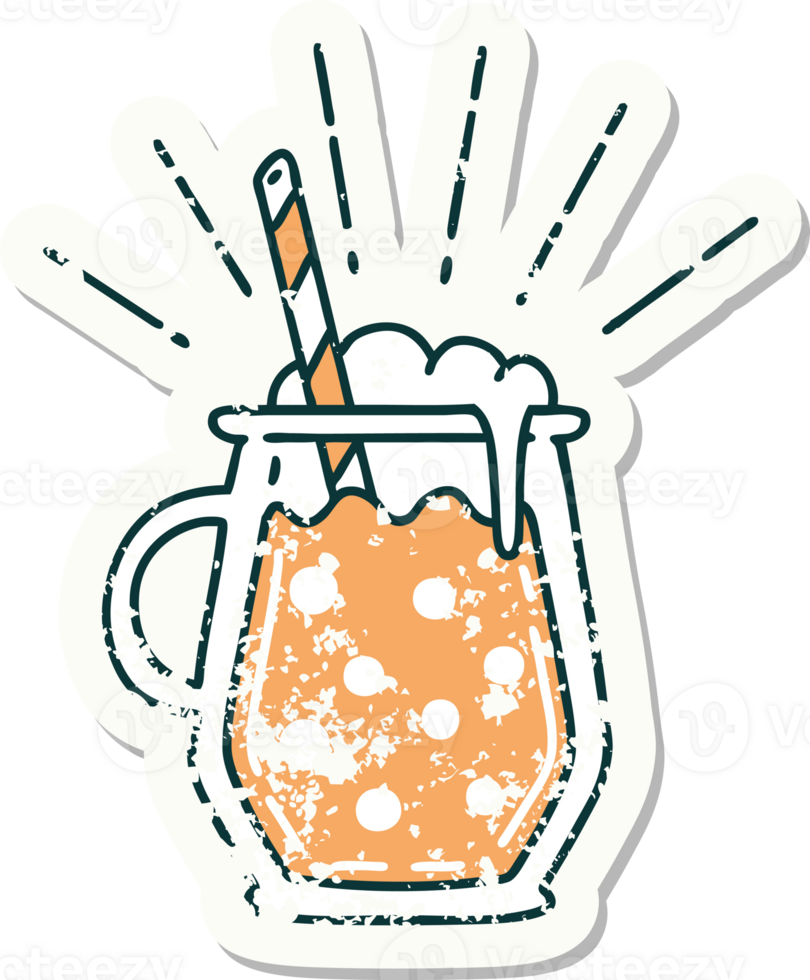 worn old sticker of a tattoo style ginger beer png