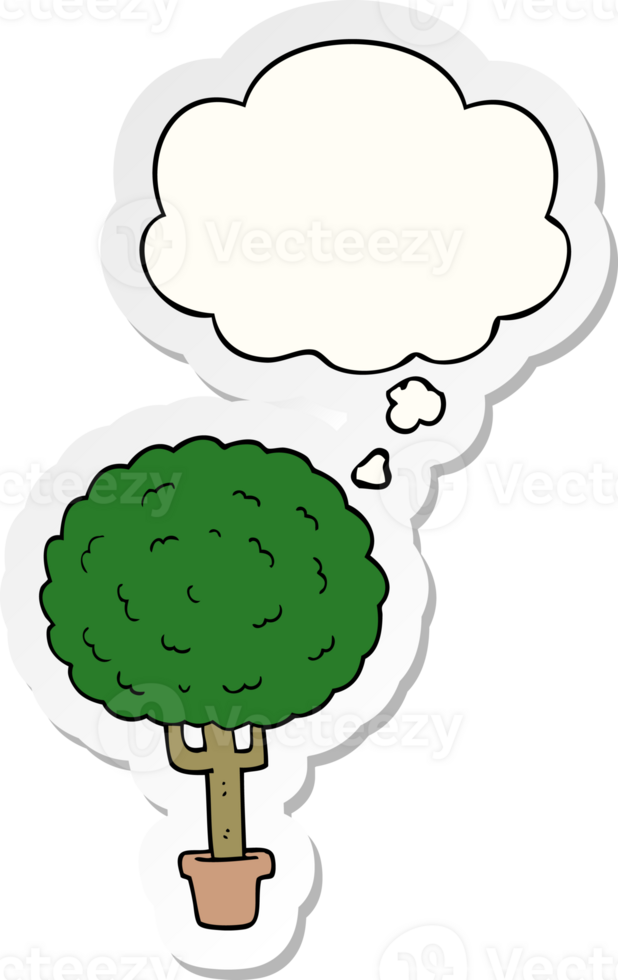 cartoon tree with thought bubble as a printed sticker png