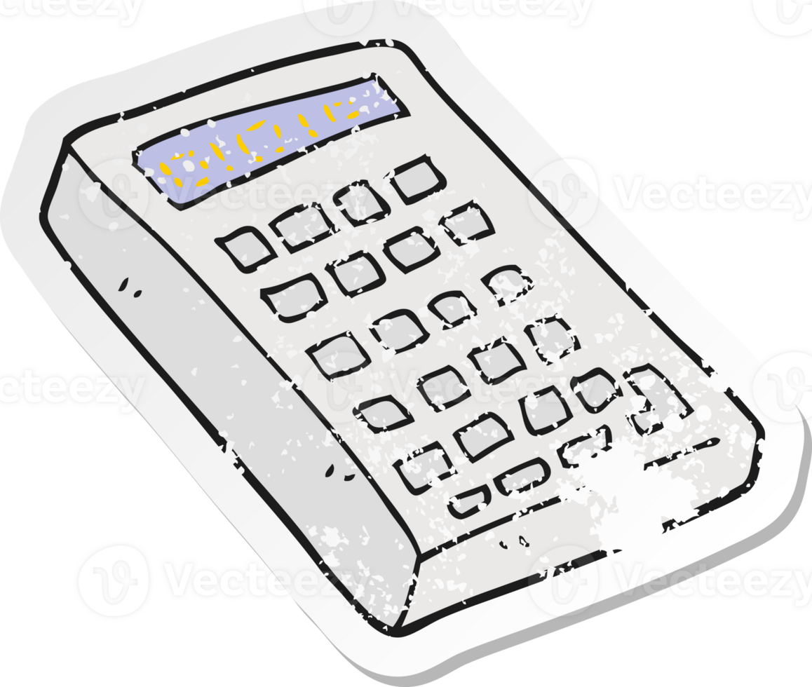 retro distressed sticker of a cartoon calculator png