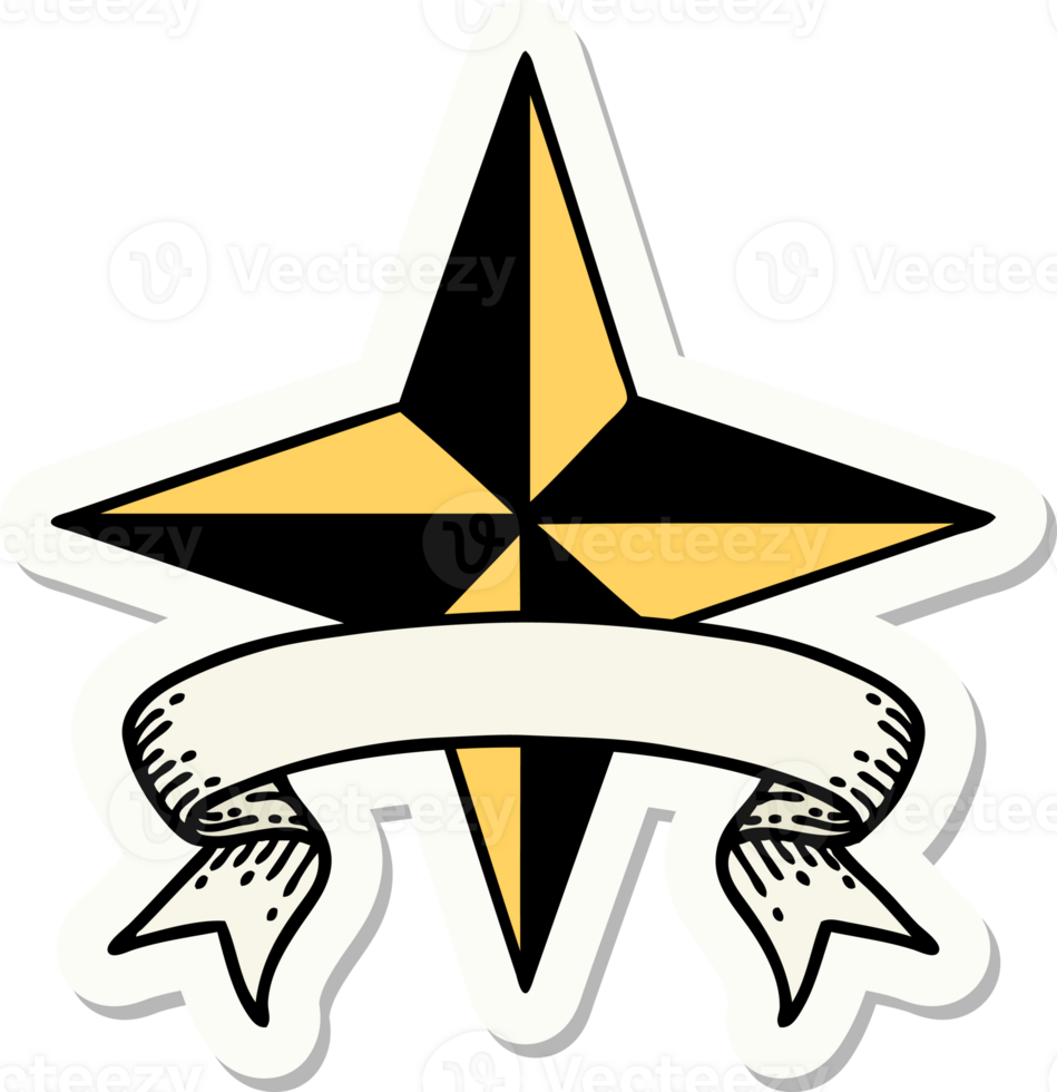 tattoo style sticker with banner of a star png