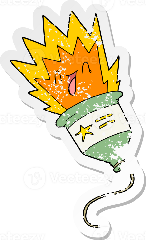 distressed sticker of a party popper cartoon png
